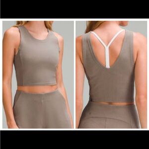 Lululemon Ribbed Softstreme Cropped Tank Top Nomad size 4 NWOT.